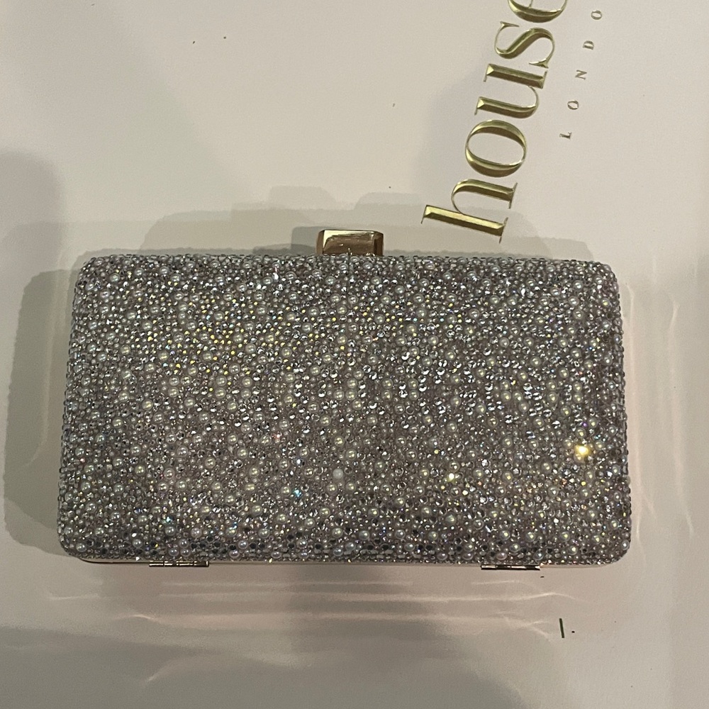 NWT DAVID'S BRIDAL Pearl Clutch